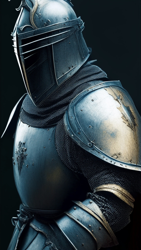 Using the reference image create a knight holding an English hand-and-a-half sword