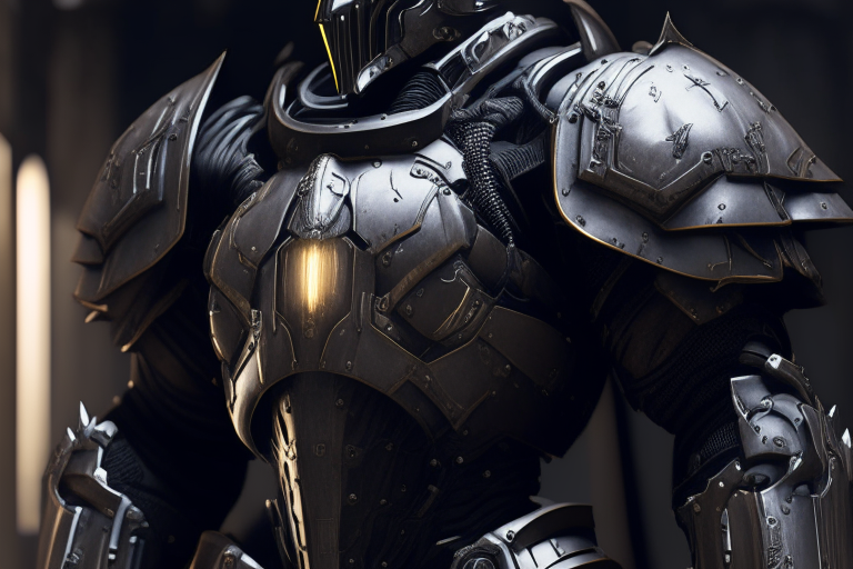 sci-fi fantasy power armor suit styled after the Knights Templar, grim dark, highly detailed, technical, uhd, octane render
