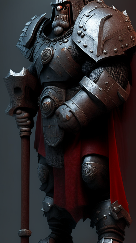 render image-66 holding a large fantasy war hammer with a curved head but without spikes