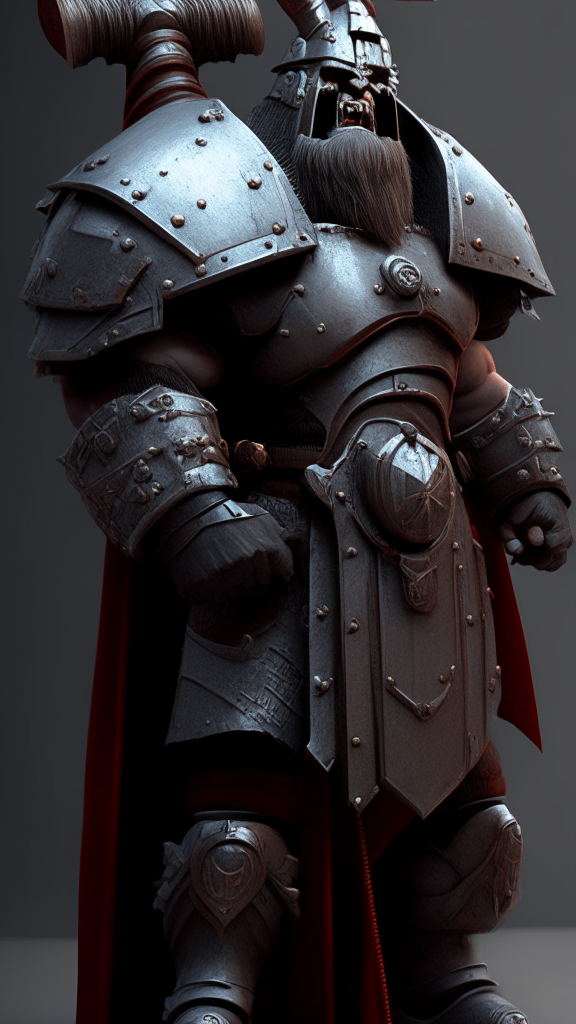 render image-66 holding a large fantasy war hammer with a curved head but without spikes