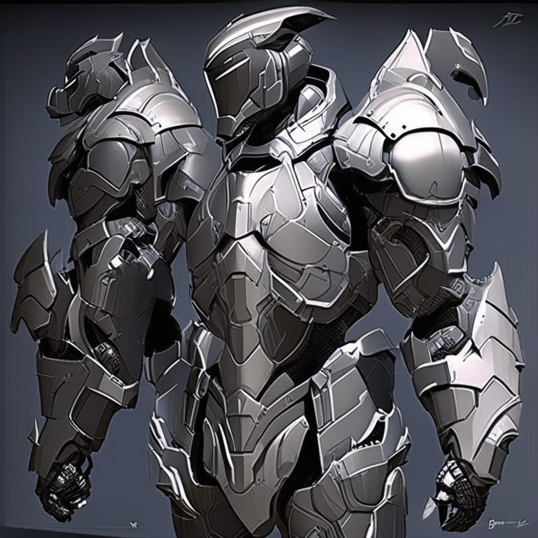 futuristic power armor design for a holy knight, form fitting silhouette, curves to match body shape