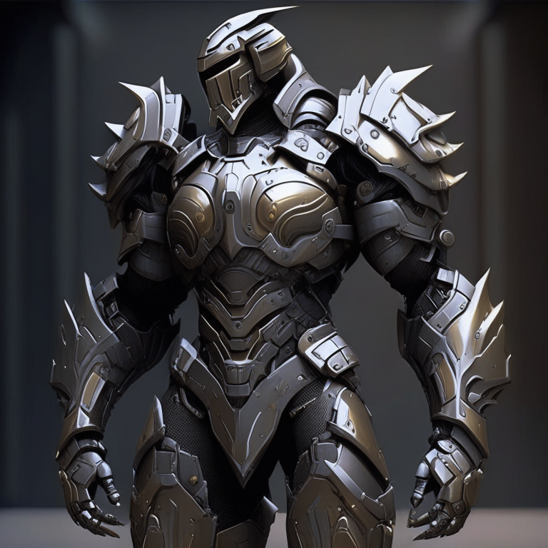 futuristic power armor design for a holy knight without spikes, smooth curves