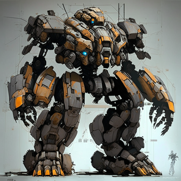 transforming the 2 story tall mech suit to resemble a Titan from Titanfall - changing arms to be more human-like, widening shoulders, adding thicker limbs, distinctive Titan armor plating, Titan details, colors and markings
