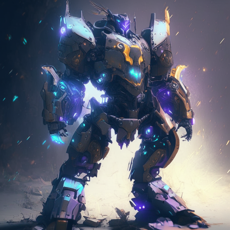 removing ethereal effects and making the knight mech look more realistic by changing colors, lighting and materials