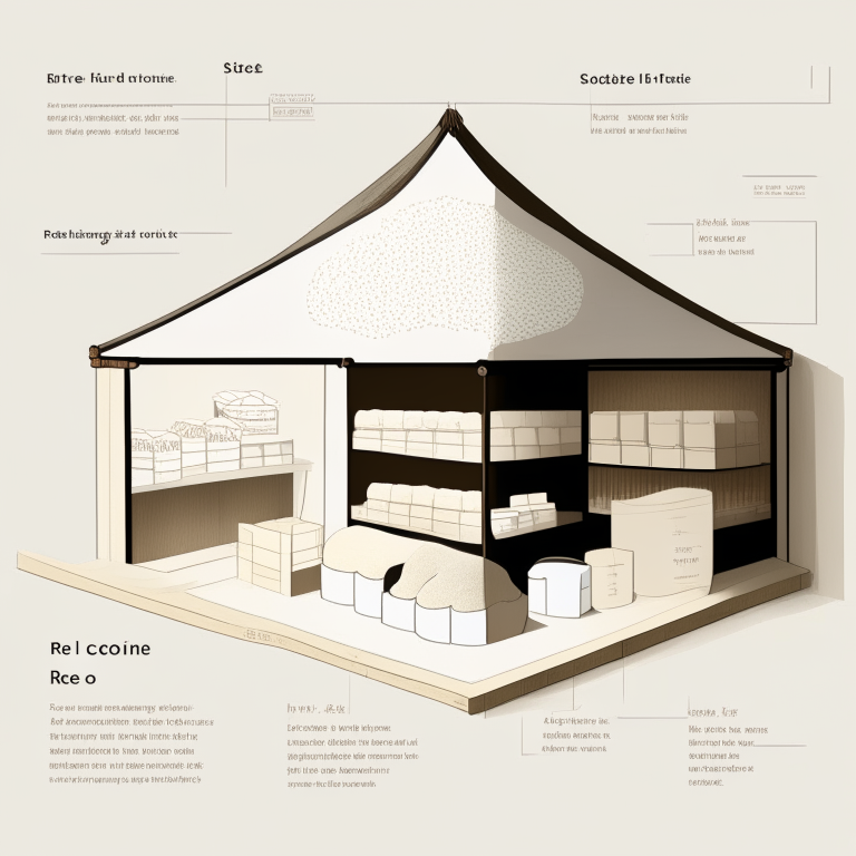 a interior store diagram of a rice store with a white face