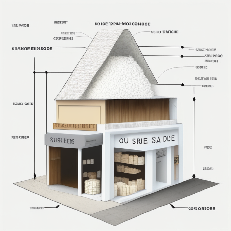 a exterior store diagram of a rice store with a white face