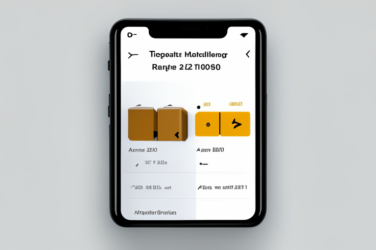 A logistics app interface showing timeline of package progress with video thumbnails