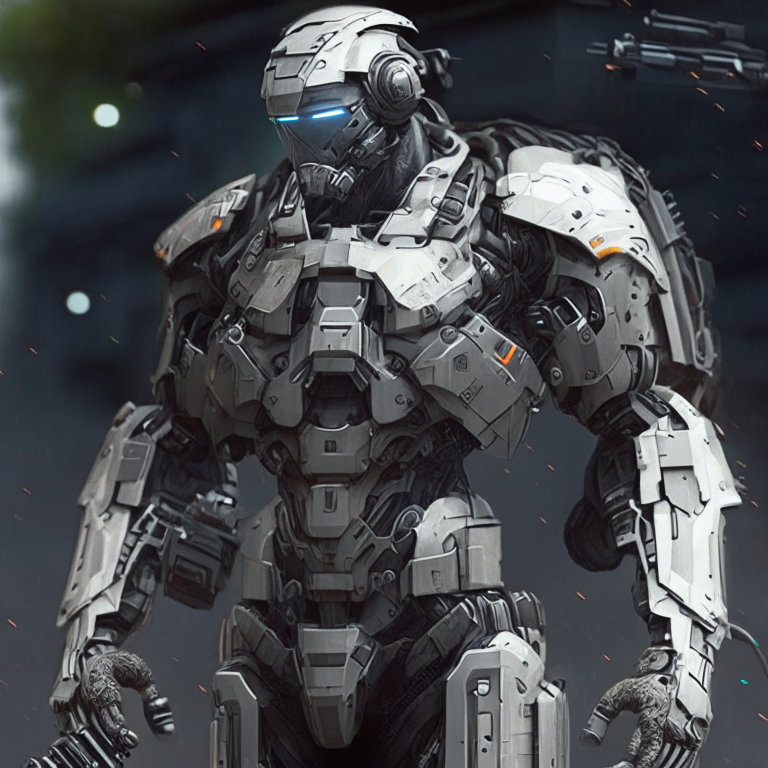 a powered soldier that looks more human than robotic