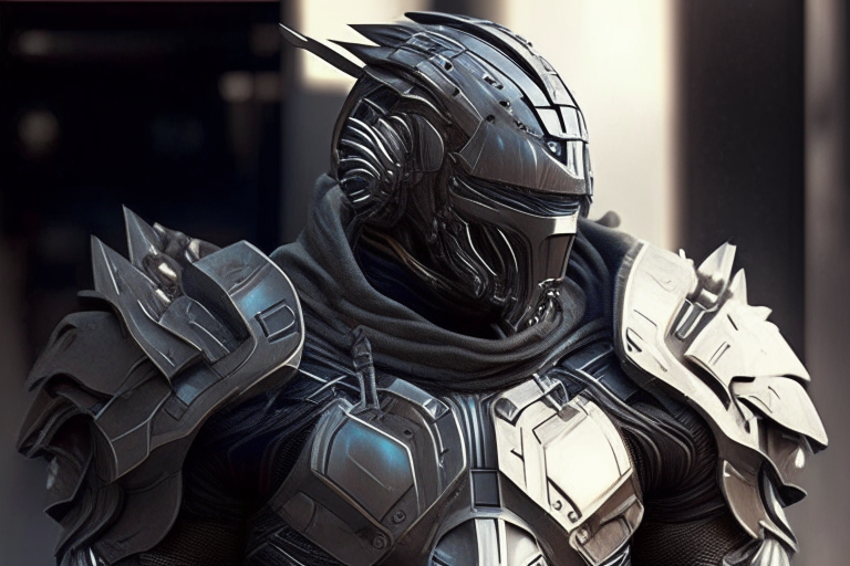 a male human powered soldier from 5000 years in the future wearing worn armor with tubes, vents and hatches made of metal, plastic and carbon fiber