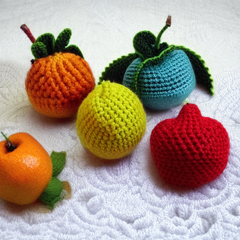 crocheted fruits