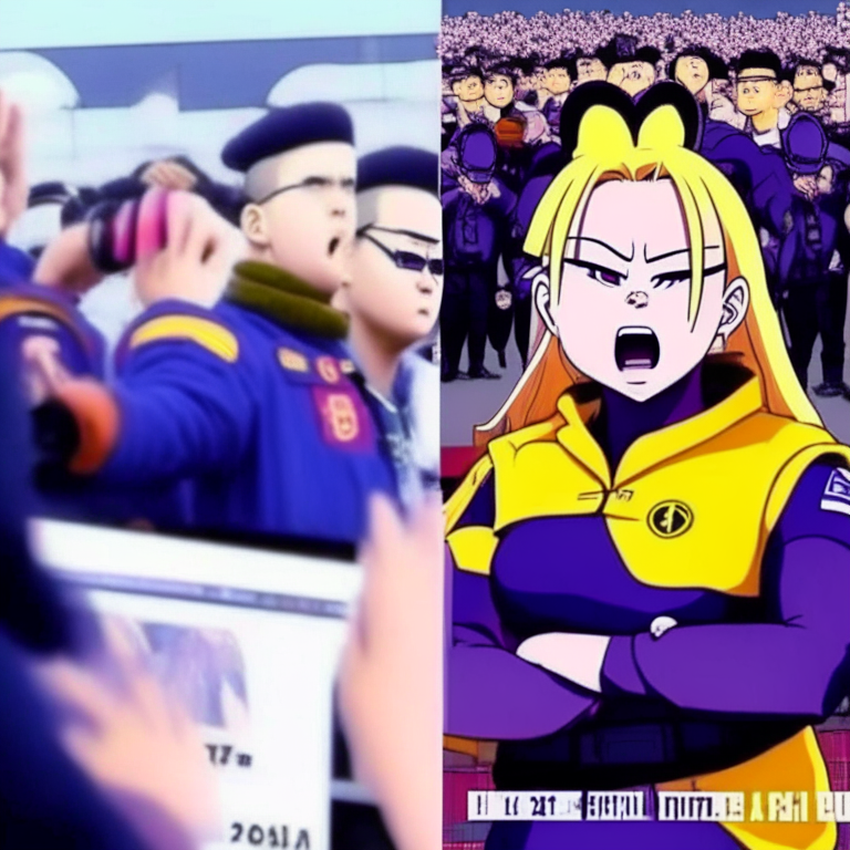 Master Karin From Dragon Ball Acting Like a Security Guard to Protect Yajirobe From Dragon Ball Of Her Fans Who Were Forcing Her To Sing Her Meme Remix At the Gate of a Korean Stadium