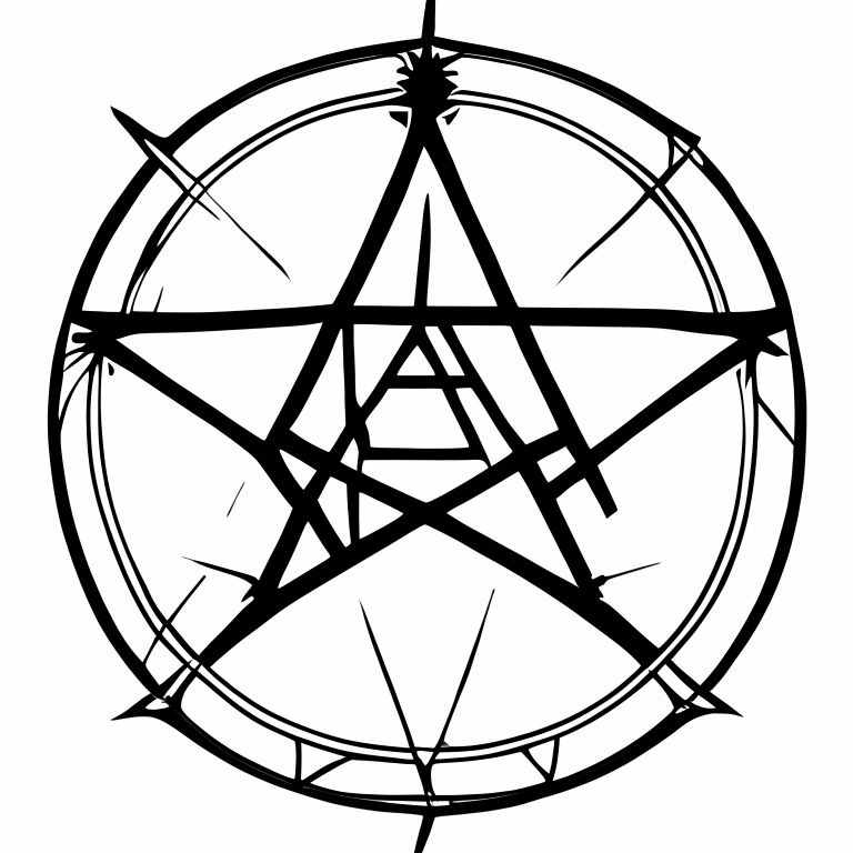 an inverted pentagram shape, black lines on white background