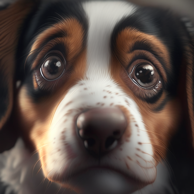 portrait of a cute dog, close up, 8k