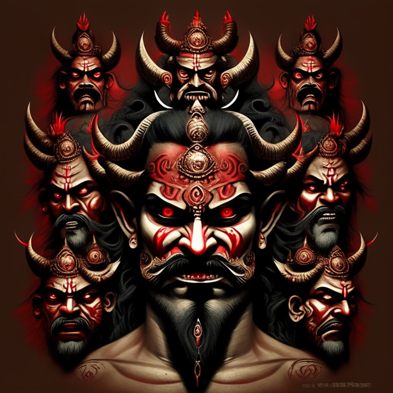 ravan the demon  king of lanka with 10 heads