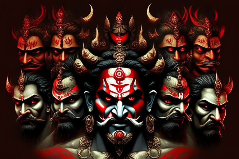 ravan the demon  king of lanka with 10 heads
