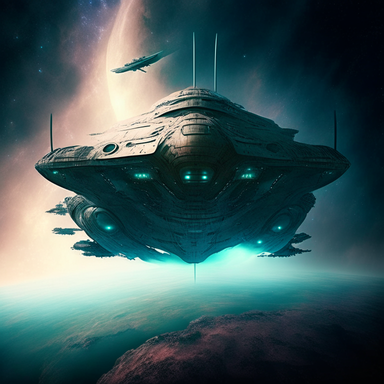 an alien warship spacecraft heading towards planet Earth