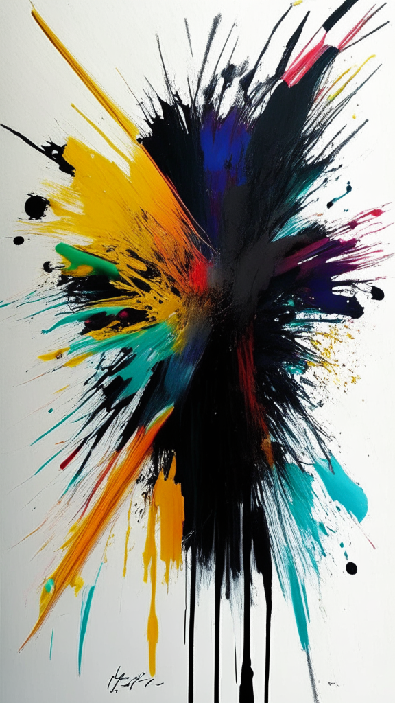 contemporary art painting style splattered colors