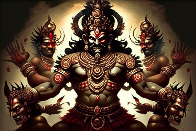Known for his ten heads and twenty arms, Ravana possessed immense knowledge, strength, and mastery over various weapons and arts.