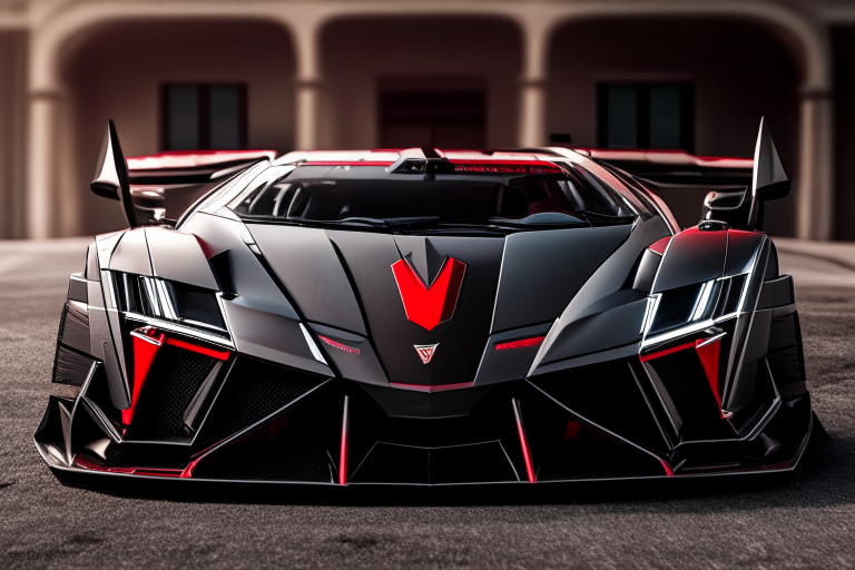 A Lamborghini Veneno sports car viewed from the front