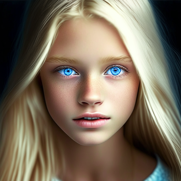 Beautiful teenager blond with blue eyes