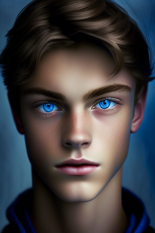 A handsome teenage boy dark blond with blue eyes