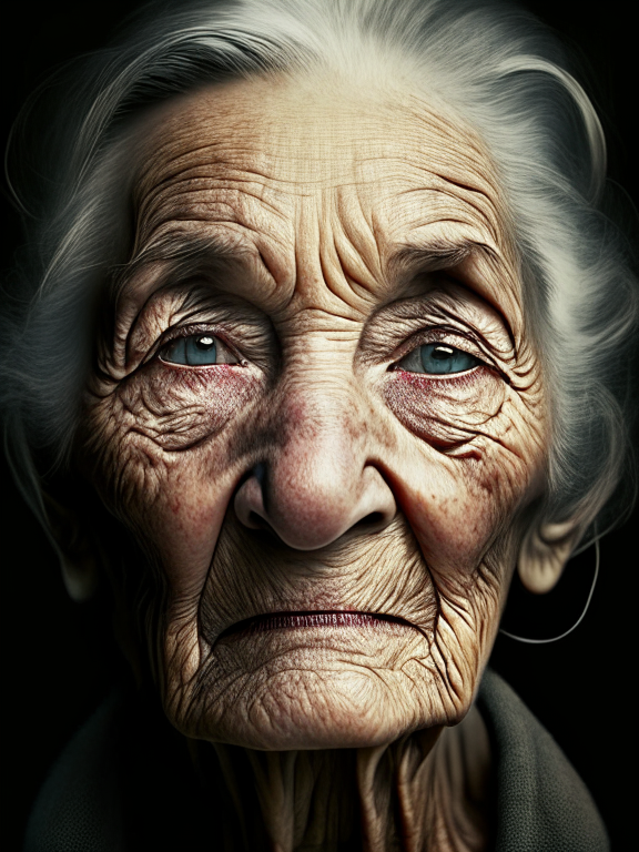 a woman portrait wrinkles