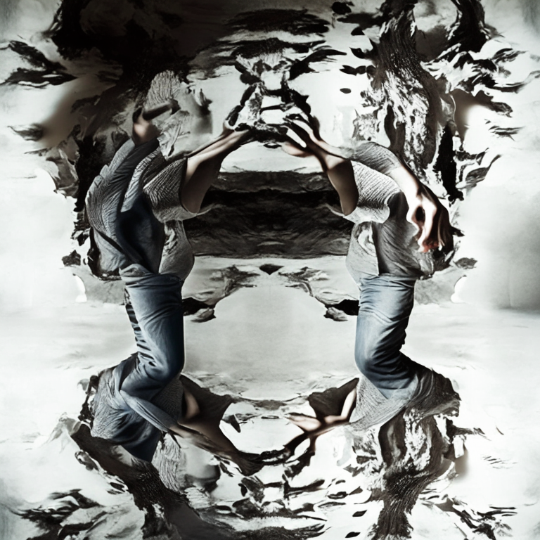 person looking down and to the right, changing pose