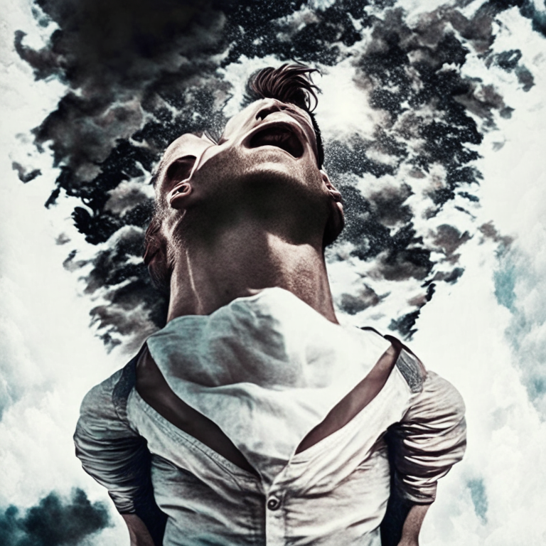 person looking up and to the left, changing pose