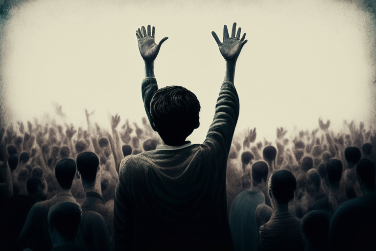 person facing right, waving
