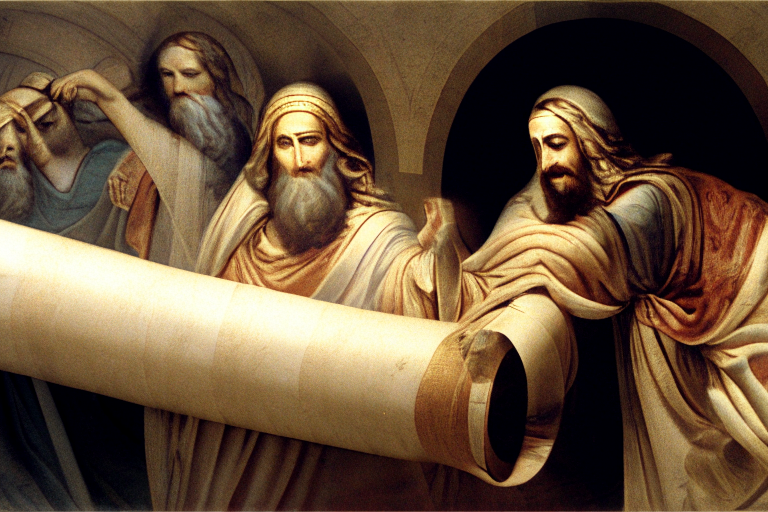 Jesus opens the scroll of the seven seals
