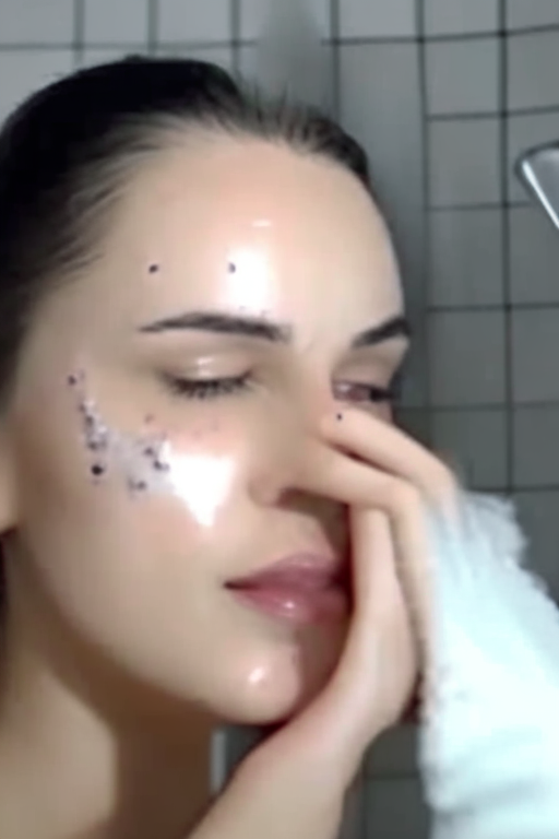 Video of a woman washing her face

