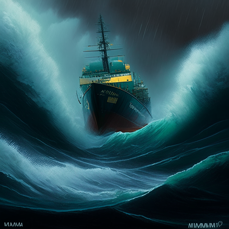 Encouraçado Yamato navegando no céu limpo e no mar Limpo