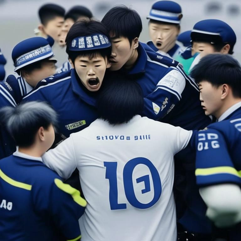  Tsuru FC Being Arrested at a Football Stadium in Seoul for Hurting a Player 