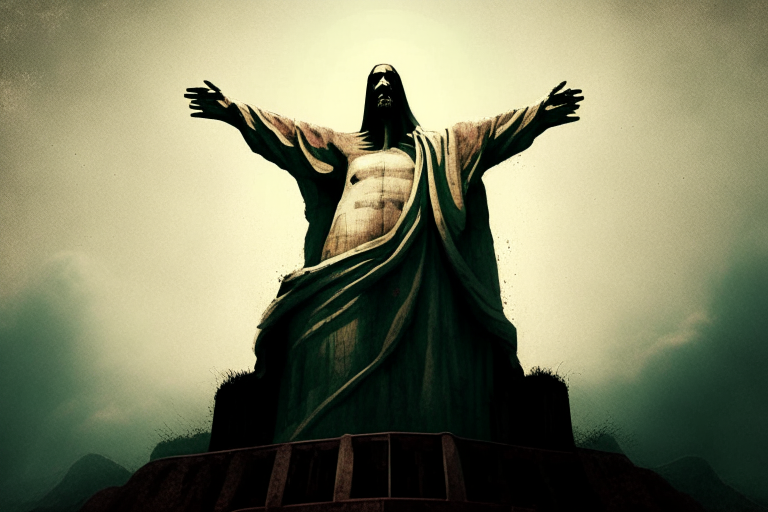 Cristo redentor com uma mordaça 