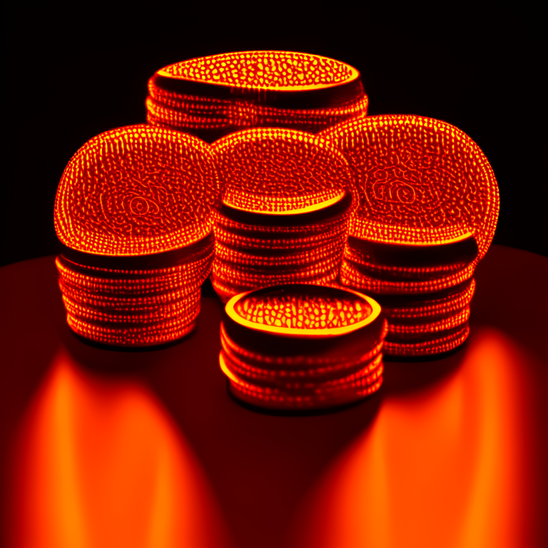 Dollars and coins irradiating golden lights