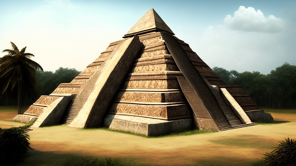 A flat-top pyramid compound in the Mesoamerican architectural style