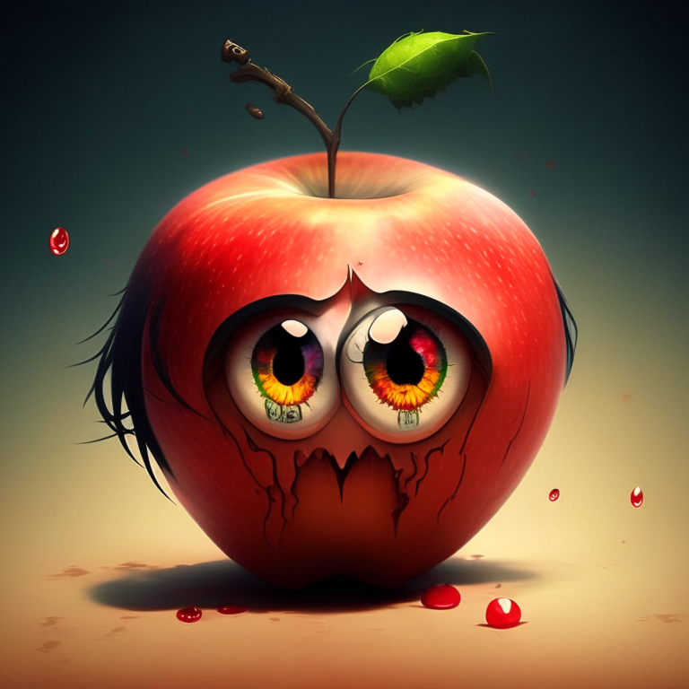 Apple with eyes , dance,  anime