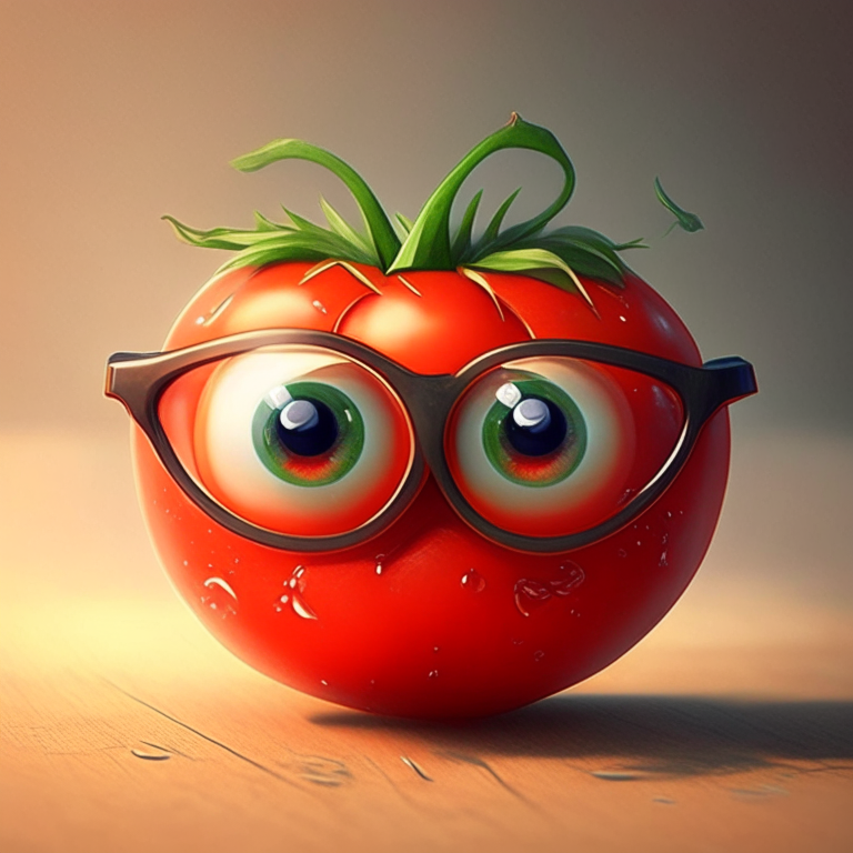  Tomato 🍅 with eyes ,  anime, glasses 