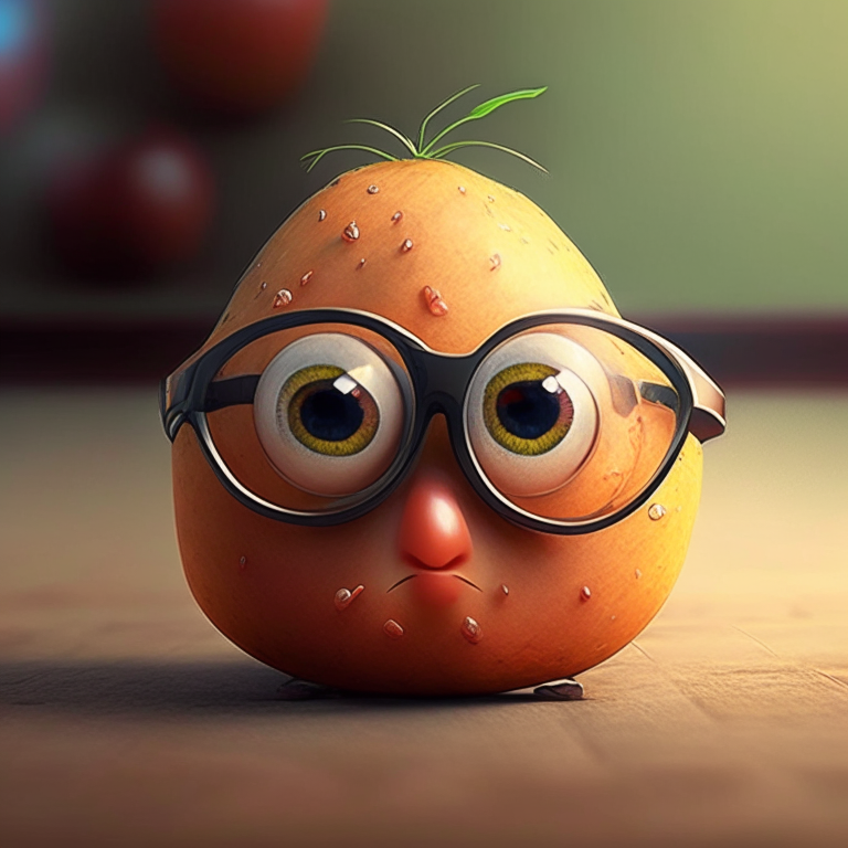  Potato 🥔 🍅 with eyes ,  anime, glasses 