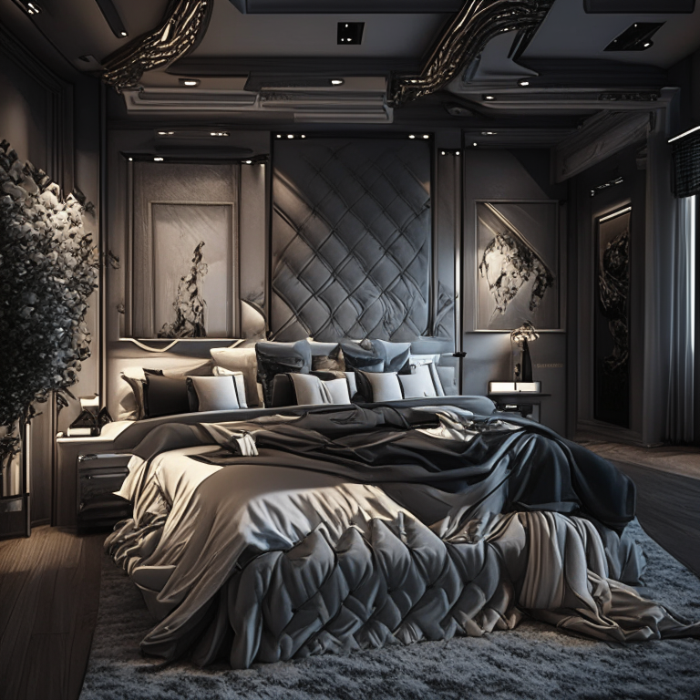 Making the bedroom appear more spacious and upscale with larger proportions, more detailed decor, and higher quality materials