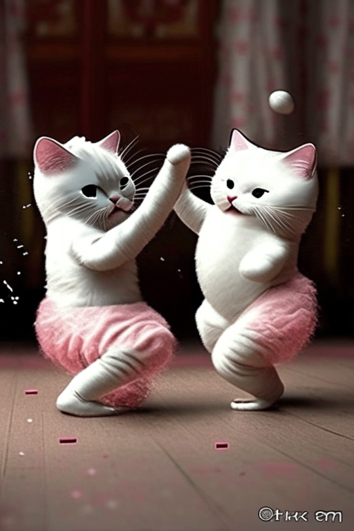 Gatos  bailando con hello Kitty 