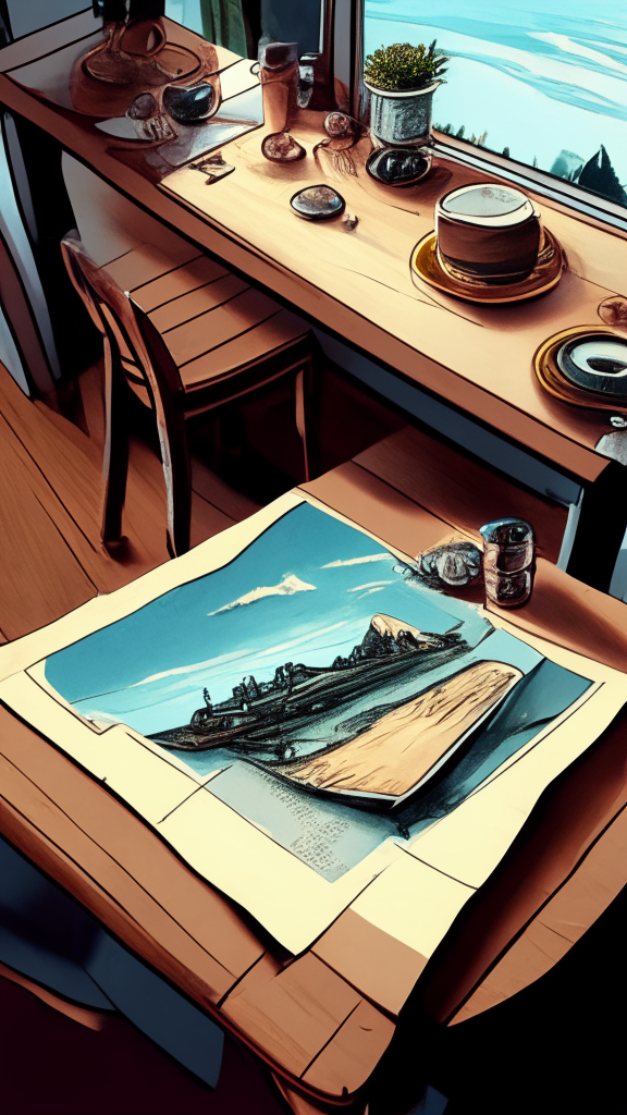 Lower the point of sight in this picture to the level of the tabletop