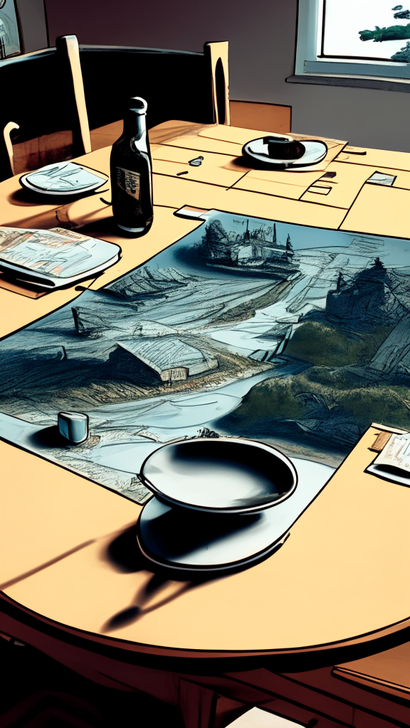 Lower the point of sight in this picture to the level of the tabletop