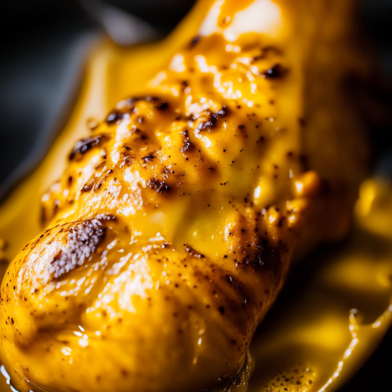 Air Fryer Honey Mustard Chicken filling most of the frame, taken with bright, clear studio lighting and razor-sharp focus so the chicken is completely in focus with no blurry areas