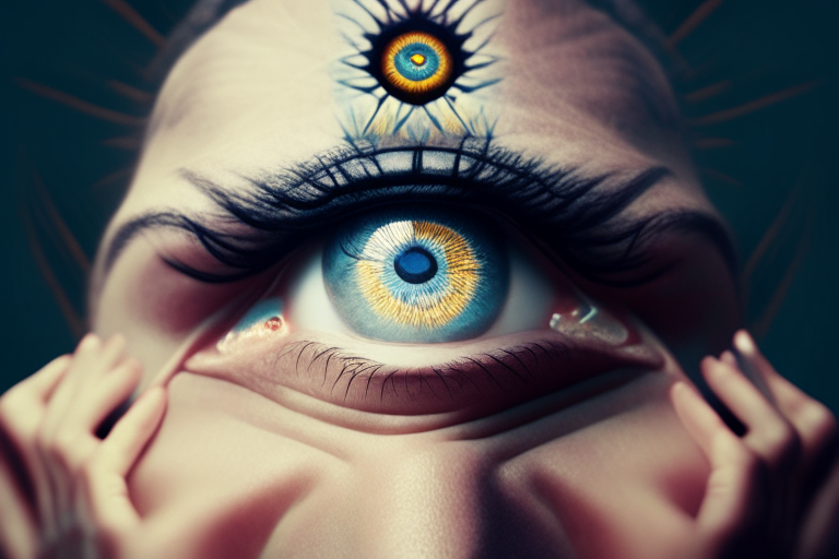 A person with their 3rd eye open as they do yoga
