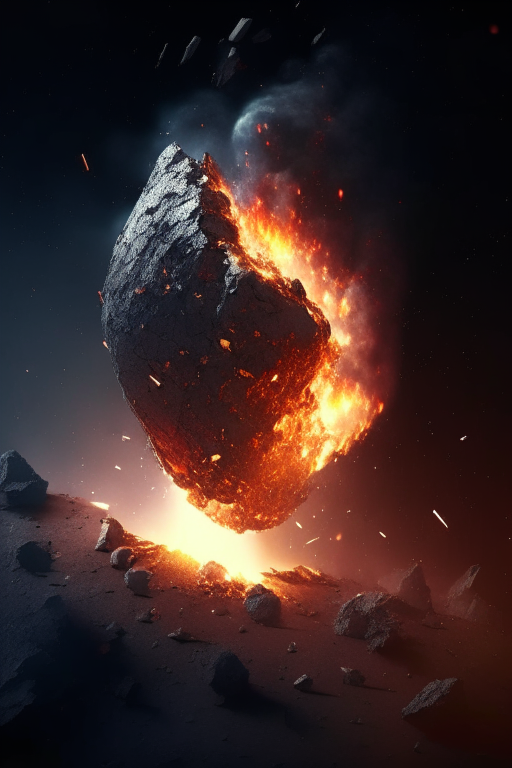 generate an asteroid starting a fire falling down a eart, extremely real, 8k