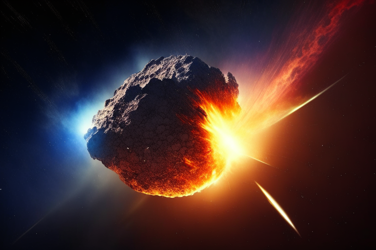 an image of the asteroid on fire falling towards Earth:
