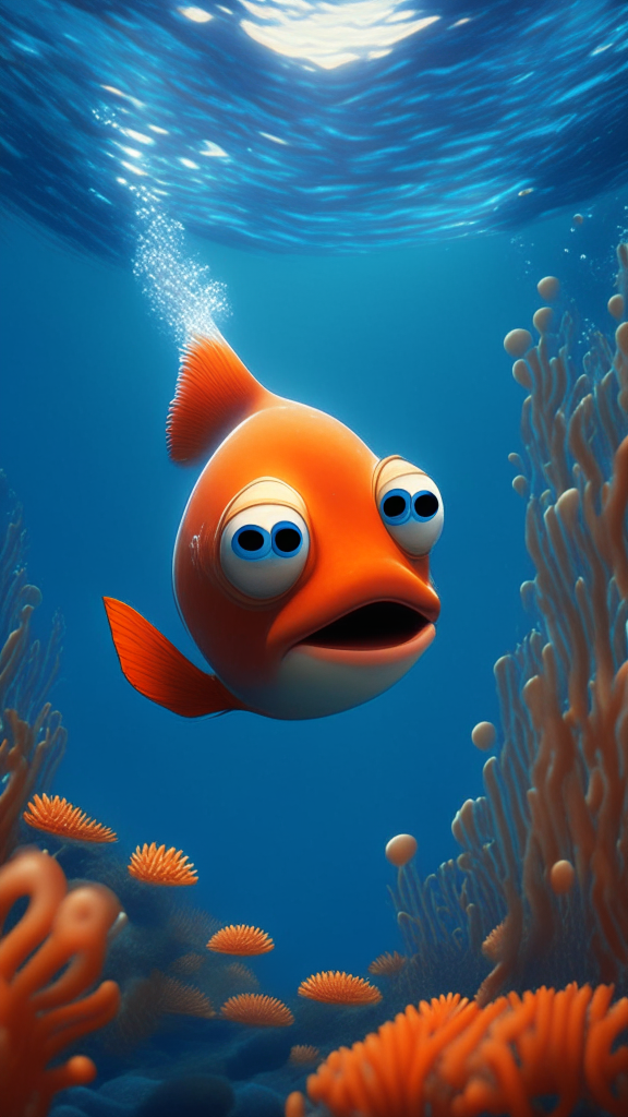 Nemo, swimming the ocean, in pixar style, high quality no distortion