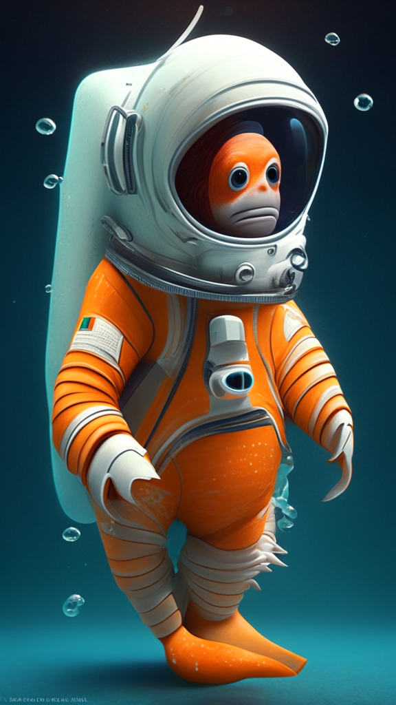 Nemo the character wearing an astronaut suite