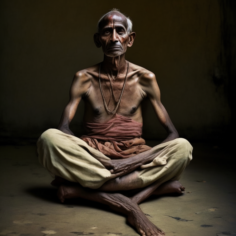 a person in Tolasana pose, legs crossed
